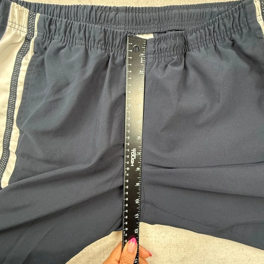 Nike Youth Large Navy Blue White Striped Track Pants Swoosh L 12-14 Y2K gorpcore
